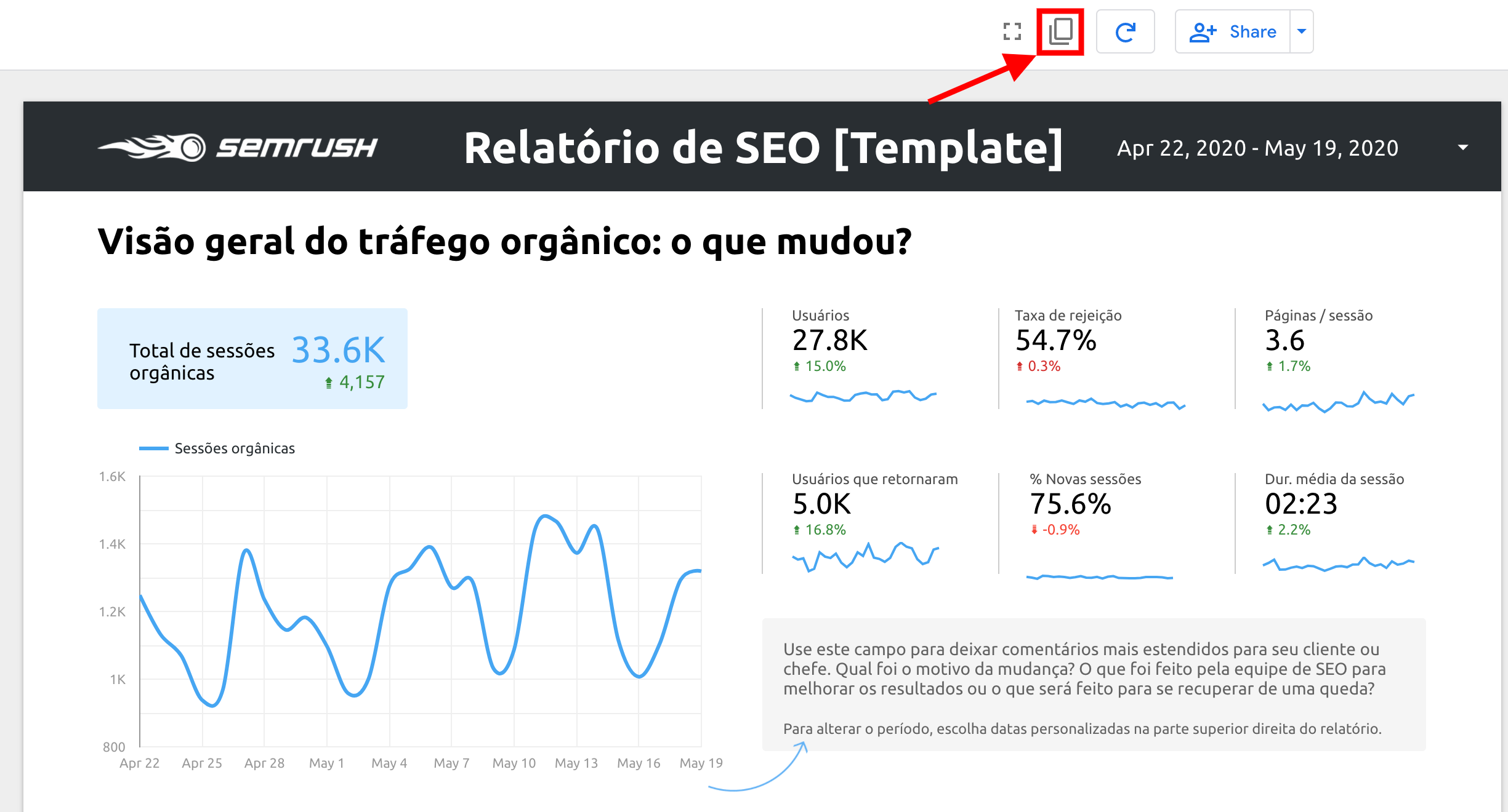 SEO Template: Copying the Report