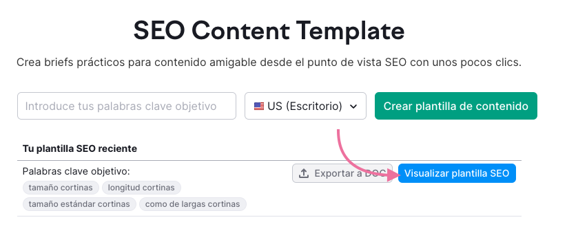 Una vez que la plantilla esté lista, haz clic en "Visualizar plantilla SEO"