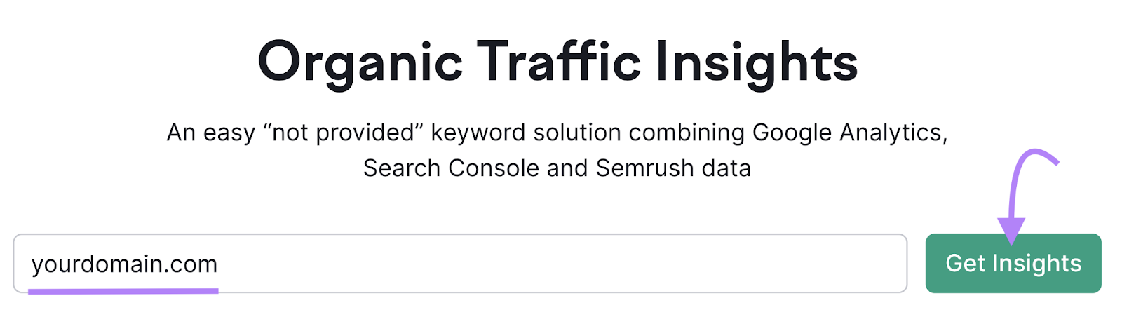 Organic Traffic Insights tool search bar
