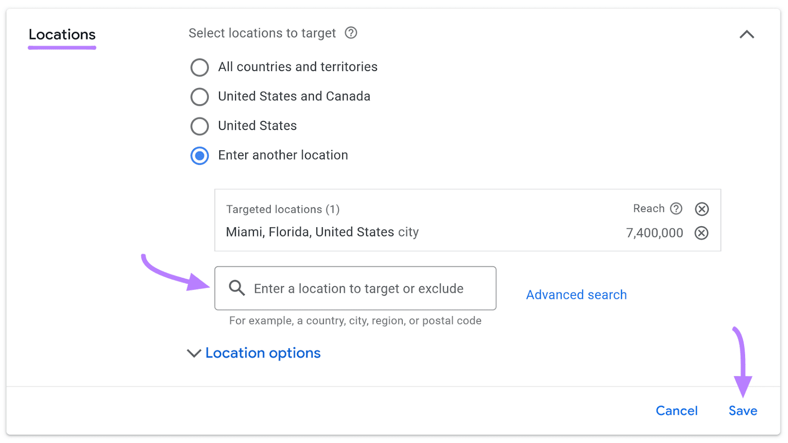 “Locations” conception  successful  Google Ads settings