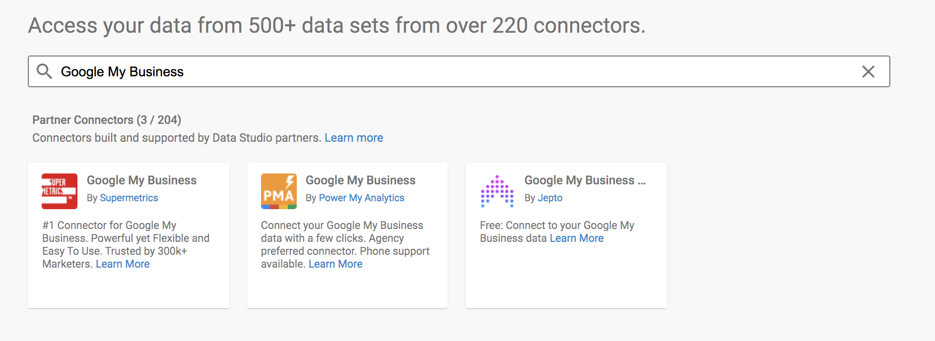 Google my business connector to Google Data Studio