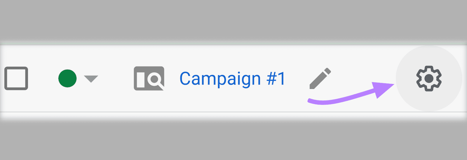 “Campaigns” section in Google Ads dashboard