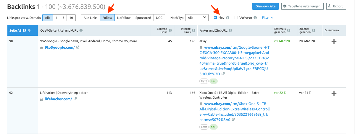 Linkbuilding: Follow- und neue Backlinks