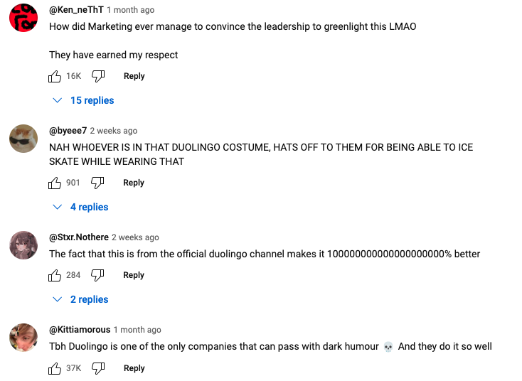 The youtube reply section showing positive feedback from the audience.