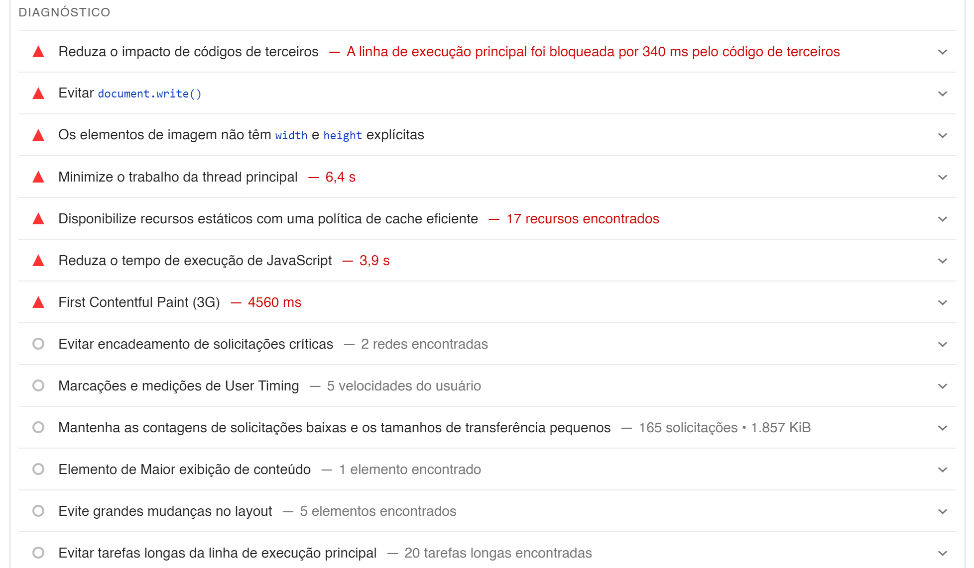 como melhorar seo - google pagespeed insights - melhorias