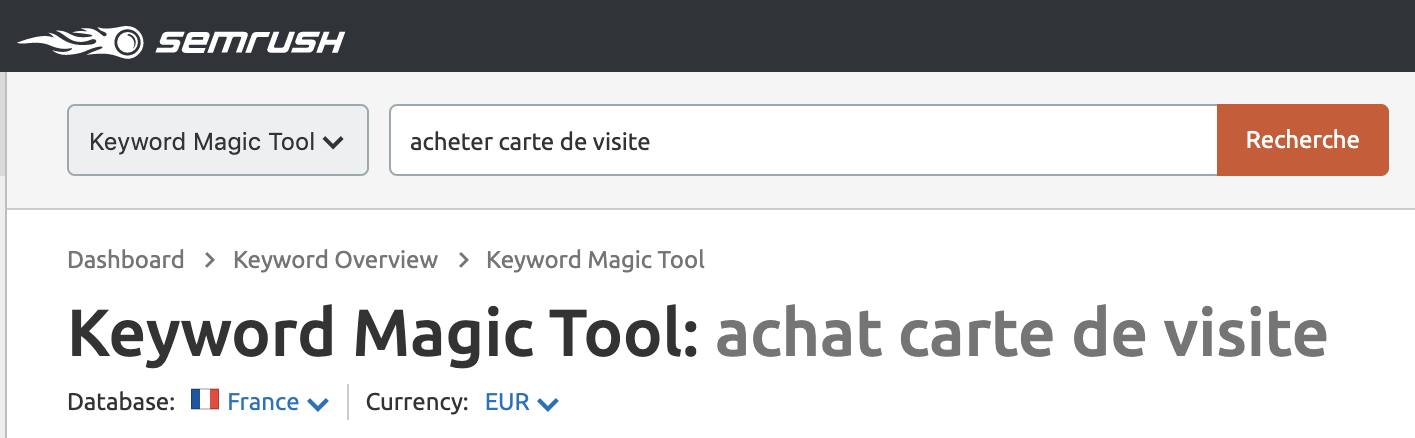 Keyword Magic Tool