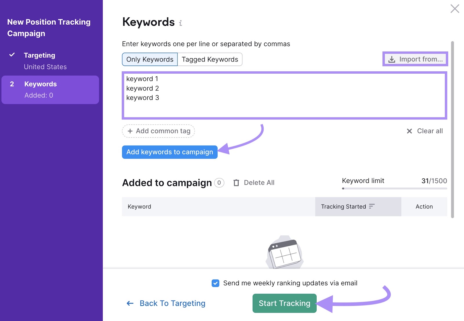 "Keywords" model   successful  Position Tracking instrumentality   settings