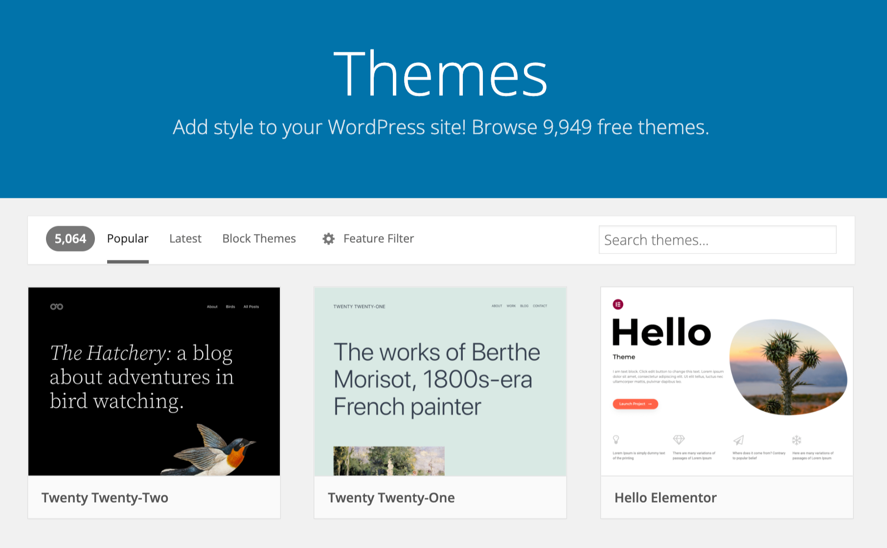 Wordpress themes library