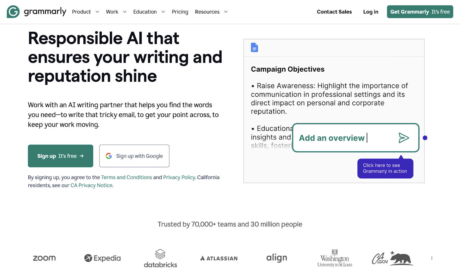 grammarly homepage