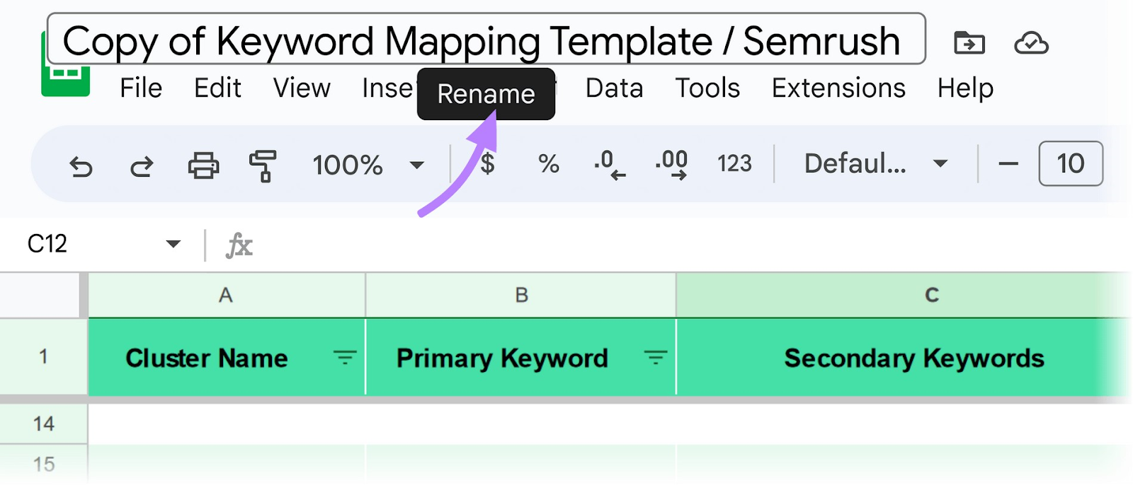 where to rename your keyword map