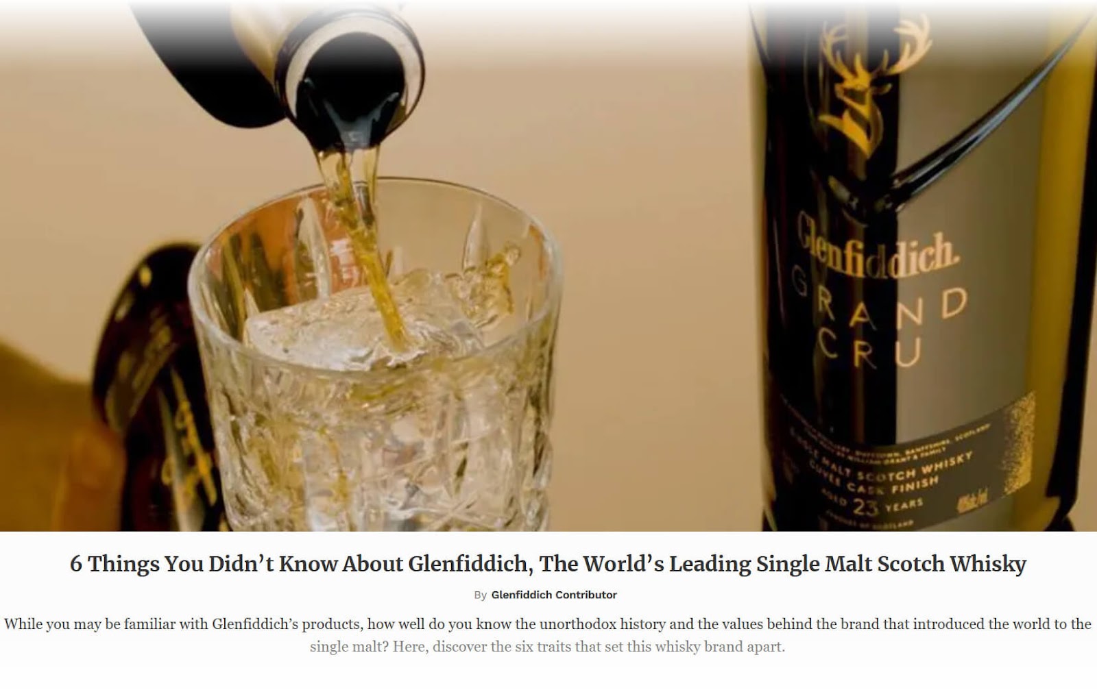 A sponsored post on Forbes, on Glenfiddich