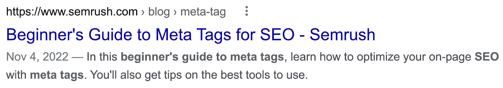 Meta Tag on google