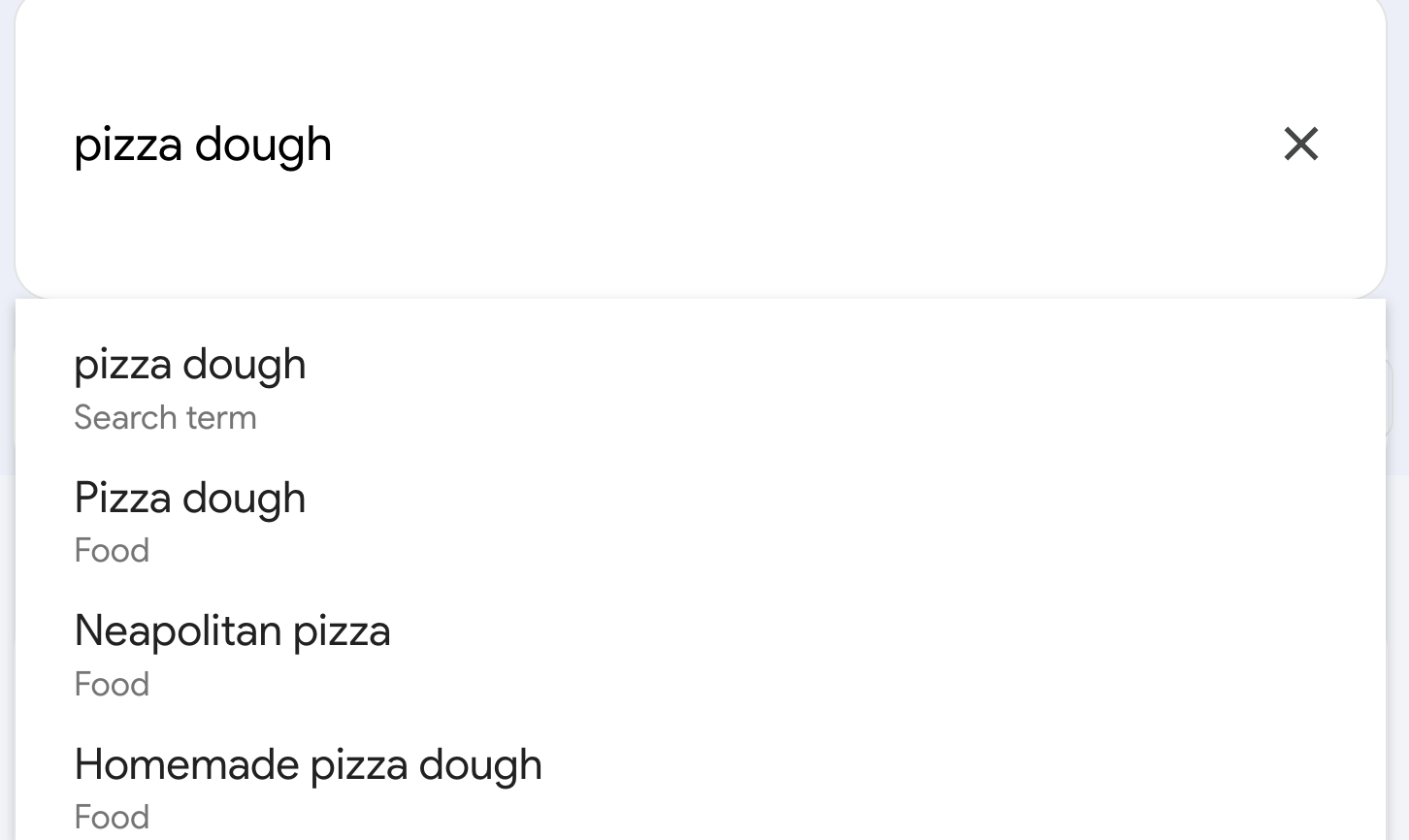 "pizza dough" term entered in Google Trends search bar