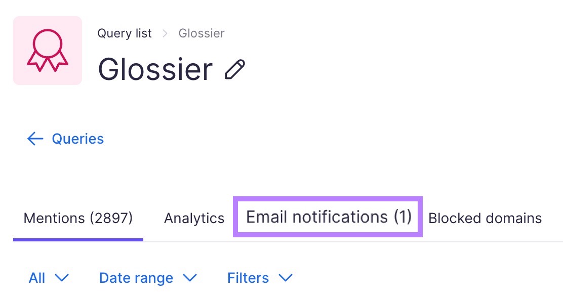 "Email notifications" tab selected from the upper menu
