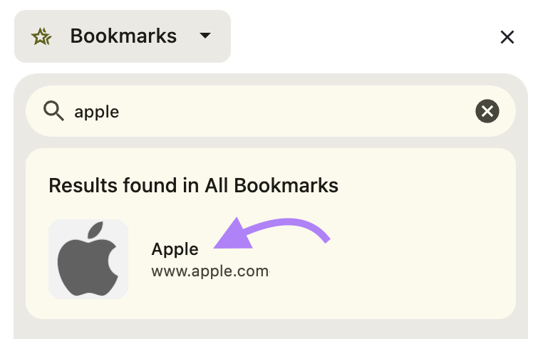 Bookmarks bar on Chrome showing a search for 'apple' and 'apple.com' clicked.