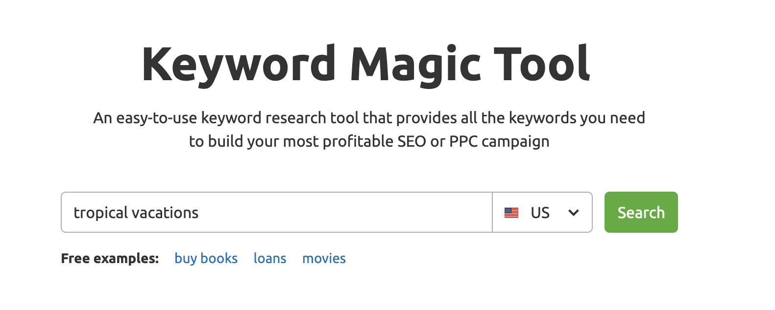 Keyword Magic Tool homepage