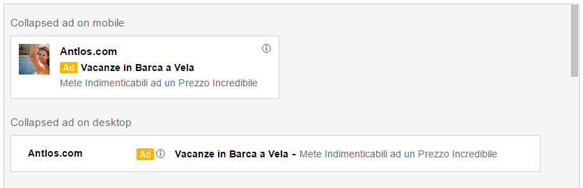 GMail Sponsored Promotion: il Collapsed Ad