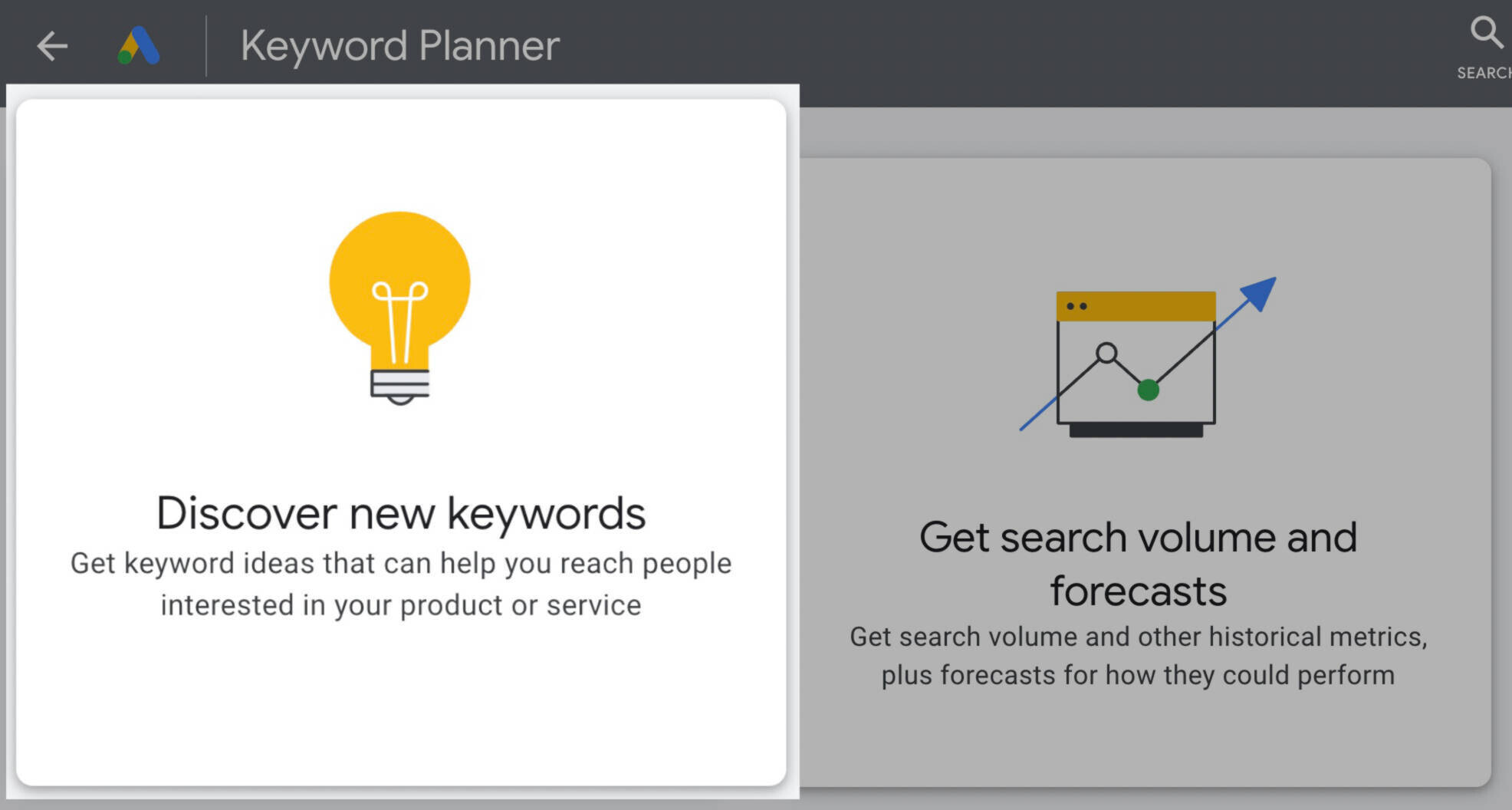 google keyword planner new keywords