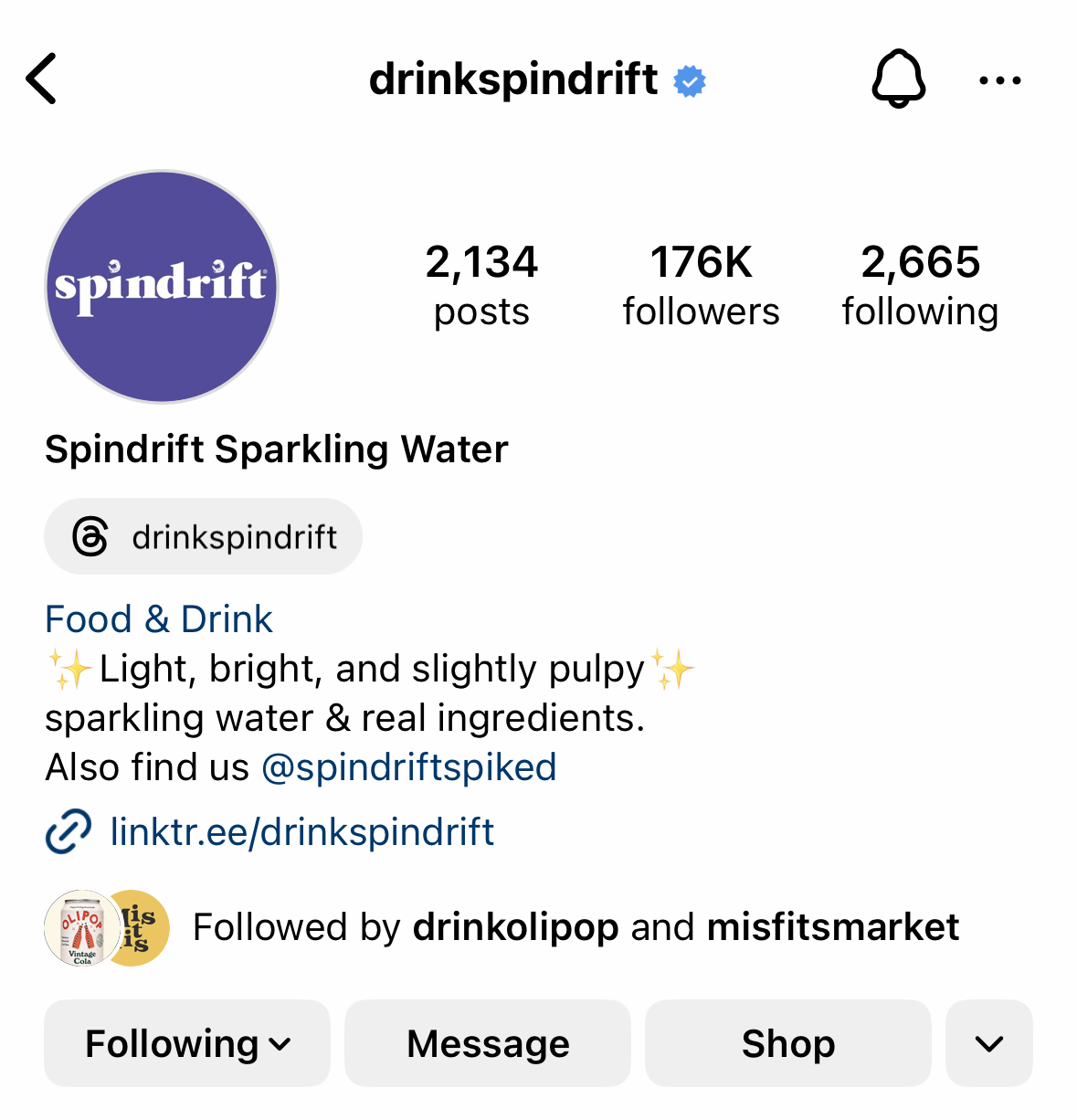 ecommerce trend on instagram that includes the shop button in profile