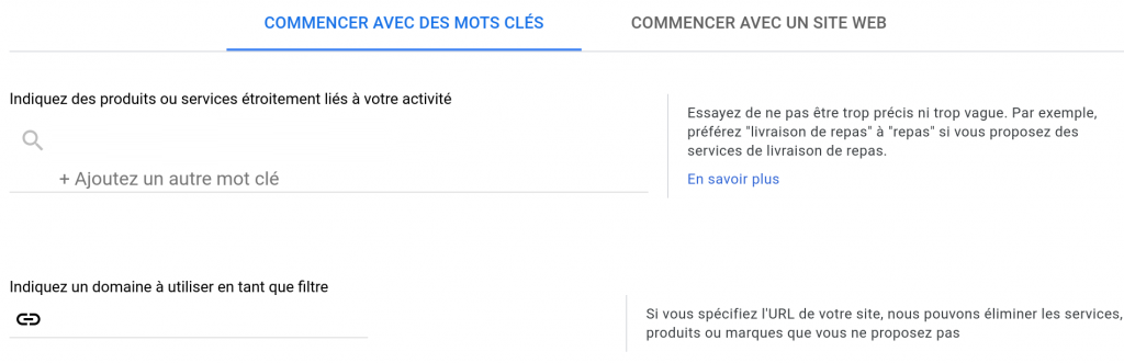 L'outil de planification des mots clés de Google Ads, trouver de nouveaux mots clés