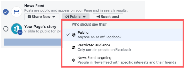 Facebook audience targeting options