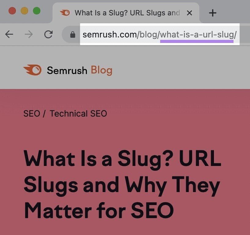 the URL slug example