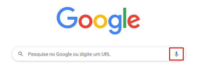 print da tela do google com opção de fazer busca por voz