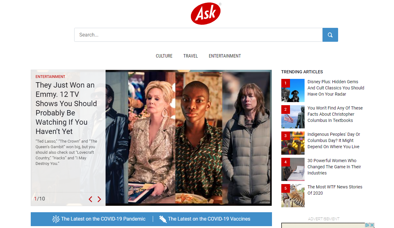 Os 10 principais motores de busca 27 home do ask.com