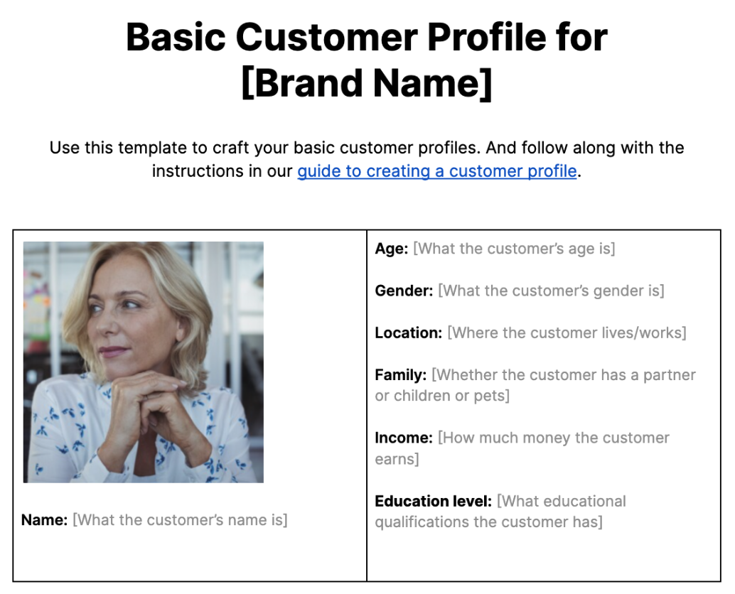 Basic Customer Profile Template