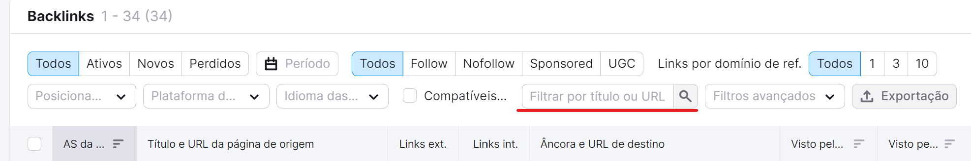 Como conseguir Backlinks de qualidade: 11 estratégias práticas 8 opção de filtro