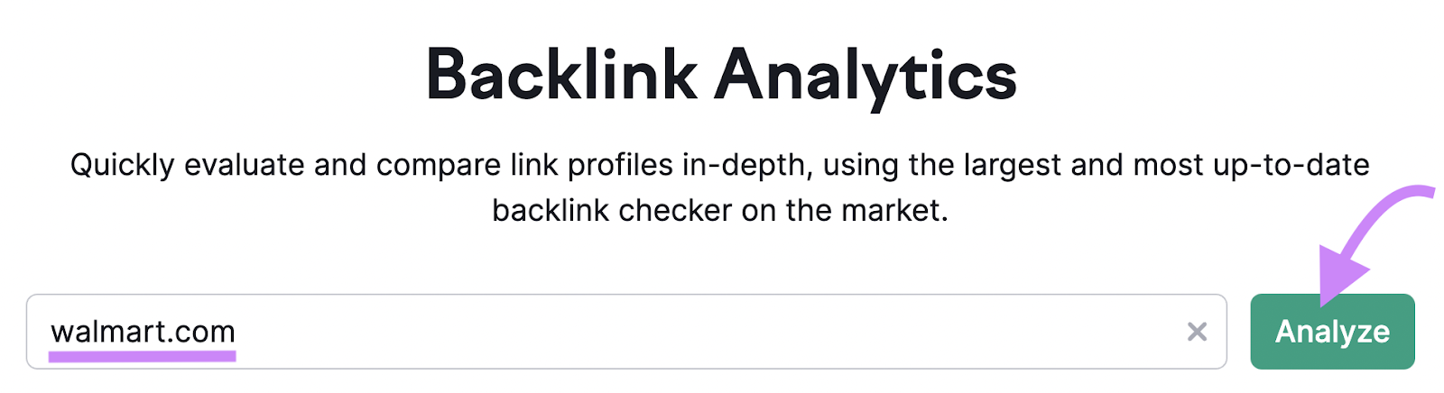 "walmart.com" entered into the Backlink Analytics search bar