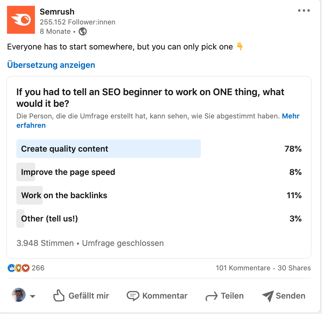 Semrush Beispiel Social Media-Gespräche