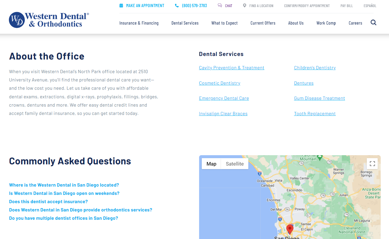 Western Dental & Orthodontics's location page
