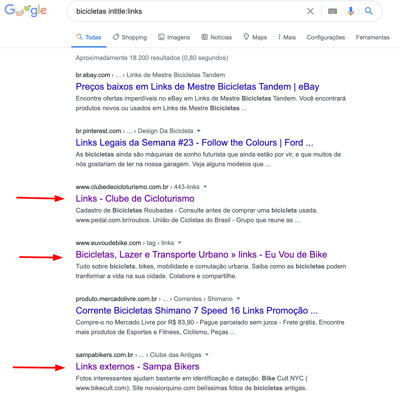 Páginas de recursos bicicletas