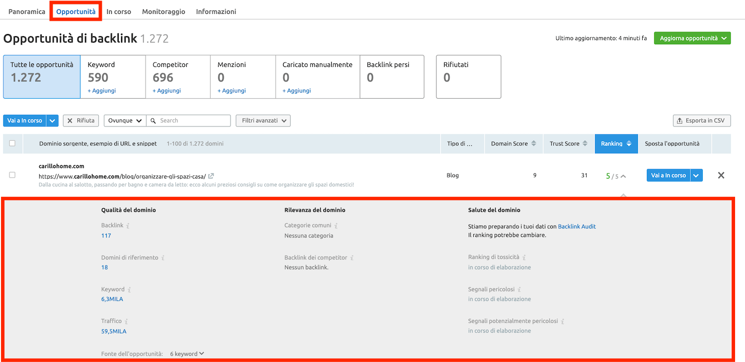 raccolta delle opportunità per guadagnare backlink