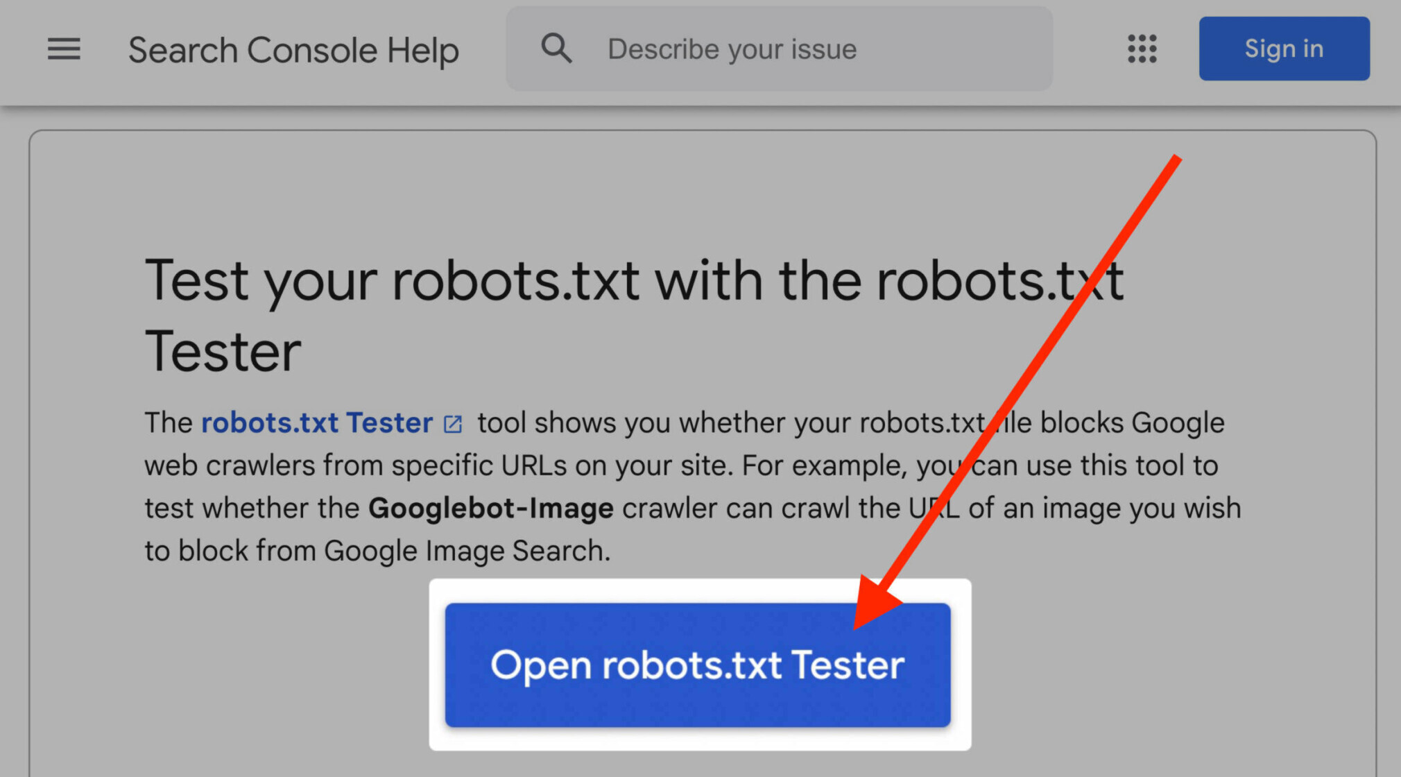 robots.txt tester tool
