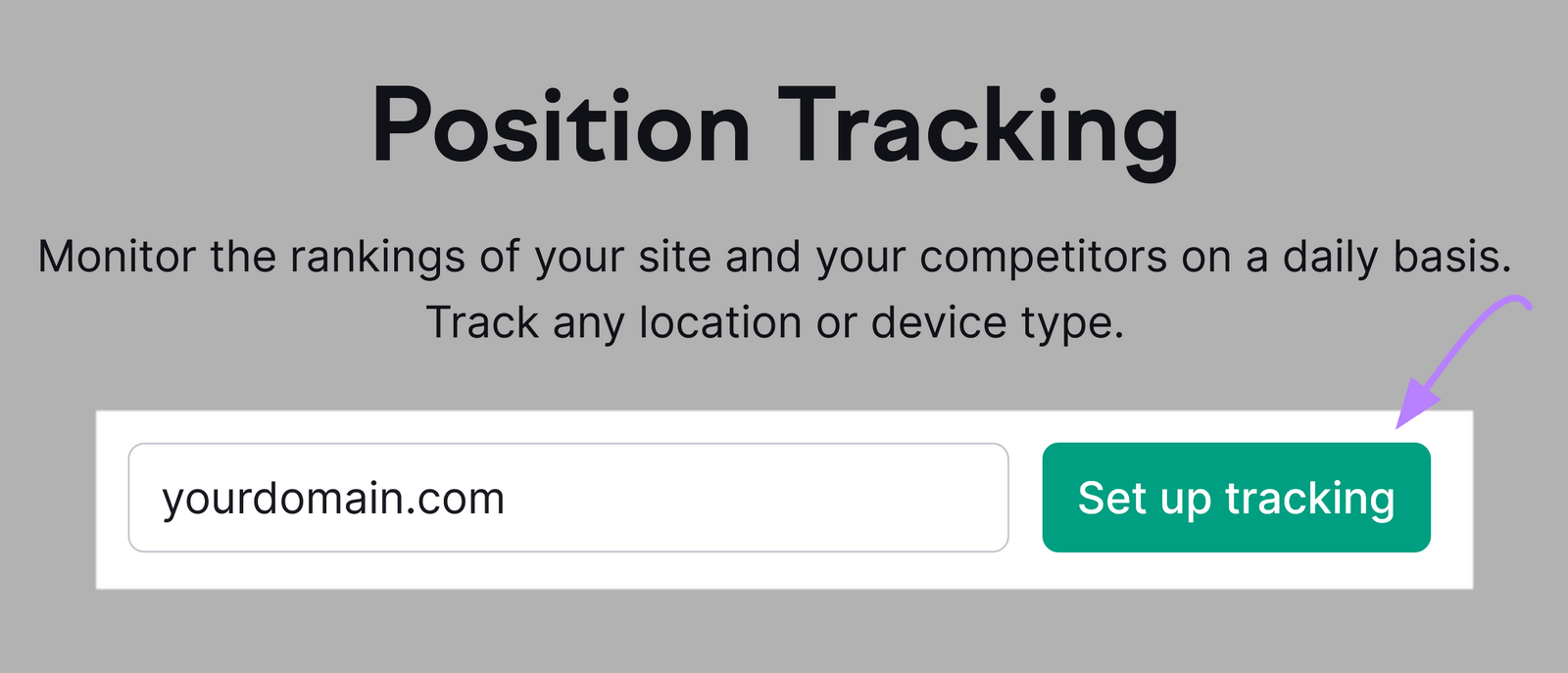 Screenshot of Position Tracking instrumentality   with “Set up   tracking” fastener  highlighted 