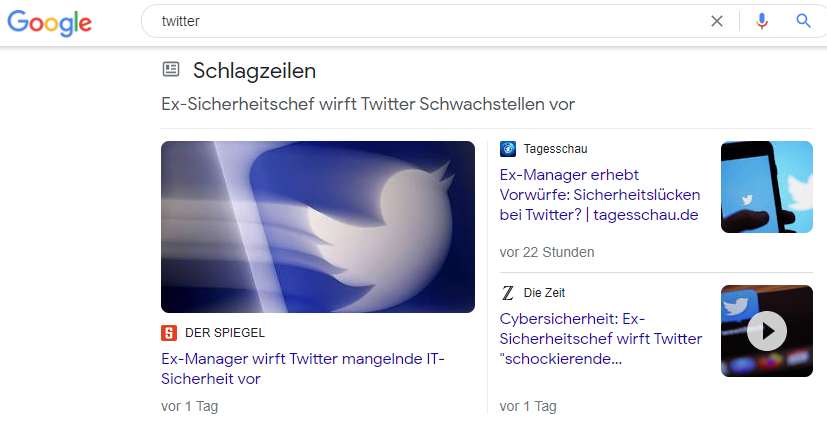 Screenshot: Schlagzeilen