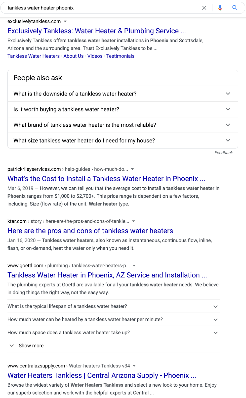 tankless water heater phoenix serp