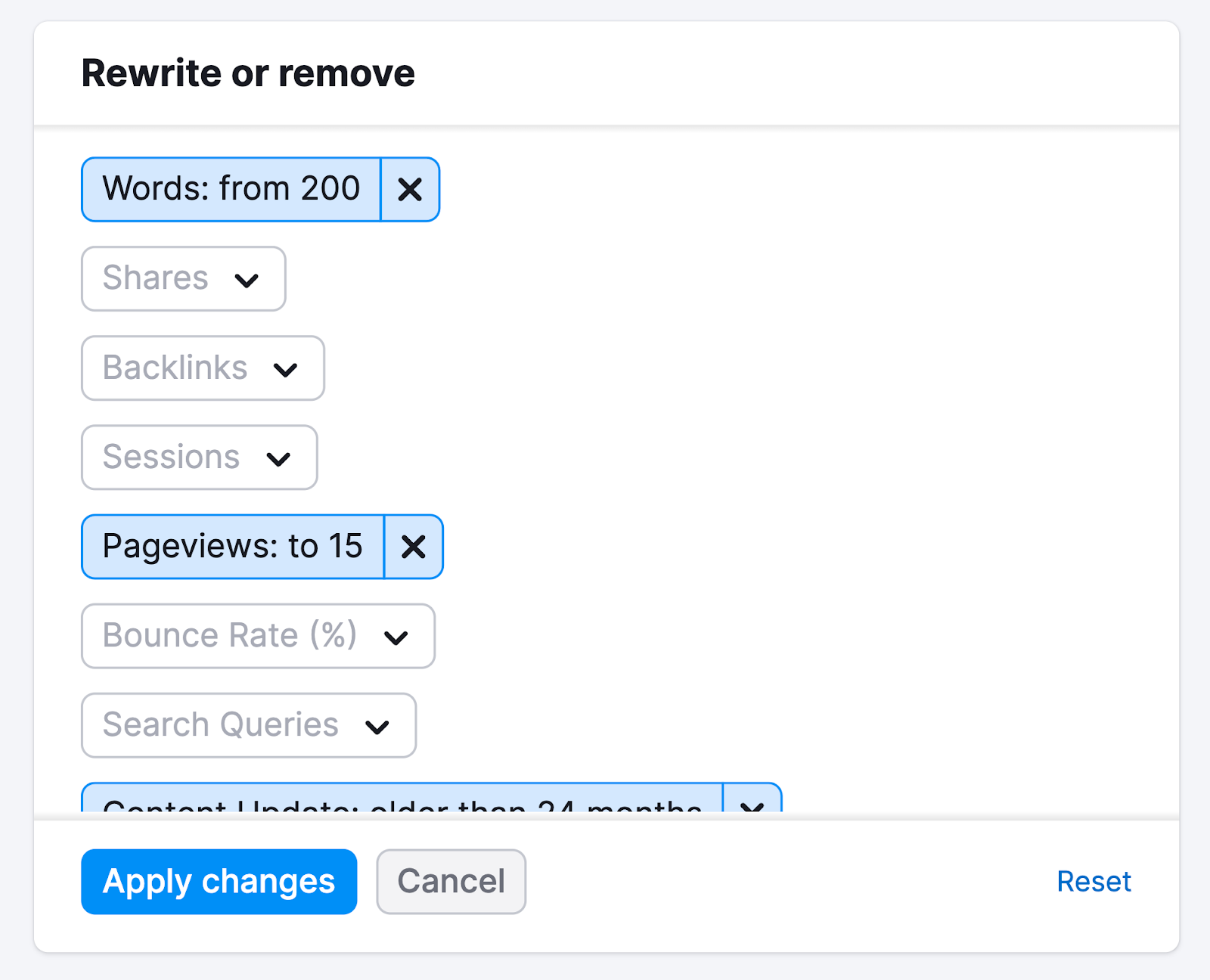 Rewrite or review parameters section