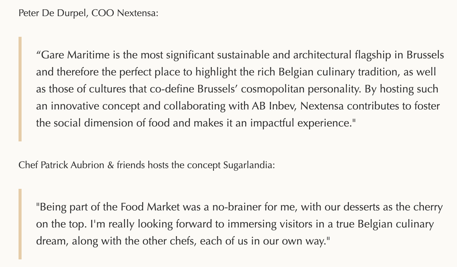 Gare Maritime Food Market press release example