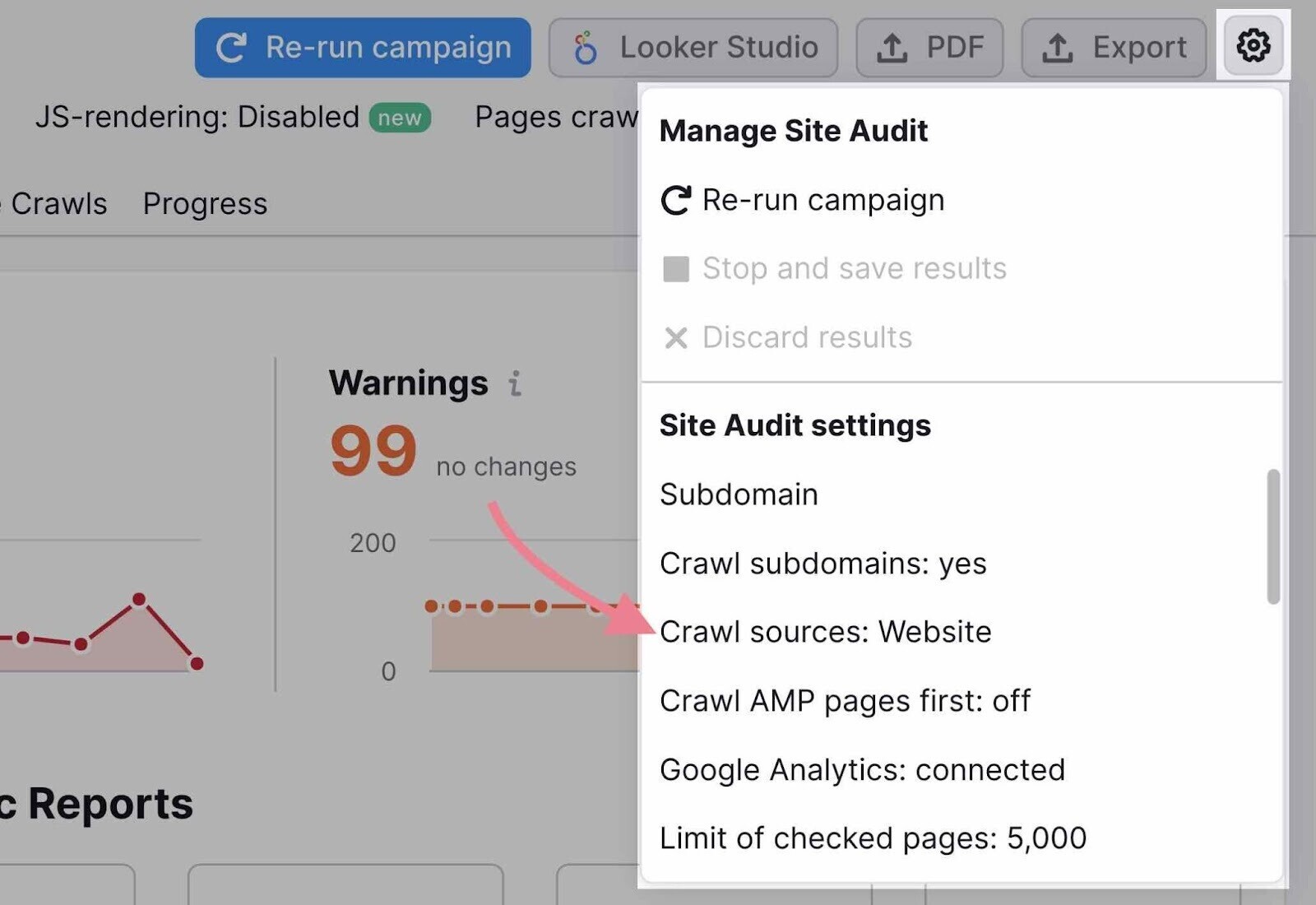 Crawl sources: Website navigation