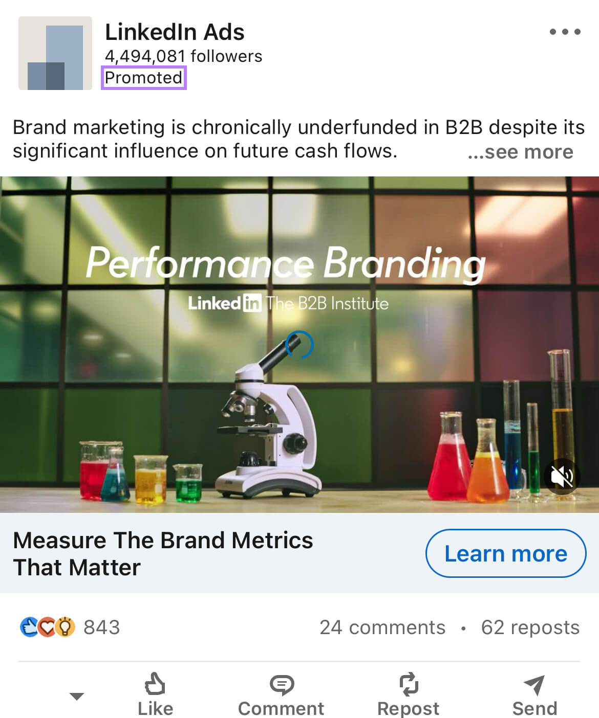 LinkedIn Ads sponsored content on measuring brand metrics that matter