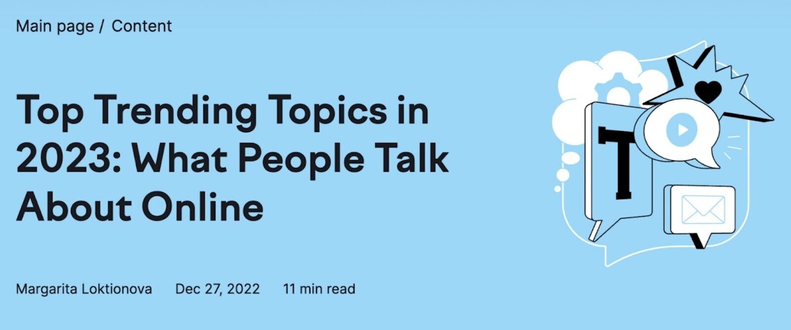 Titre du blog « Sujets les plus tendances en 2023 : ce dont les gens parlent en ligne »