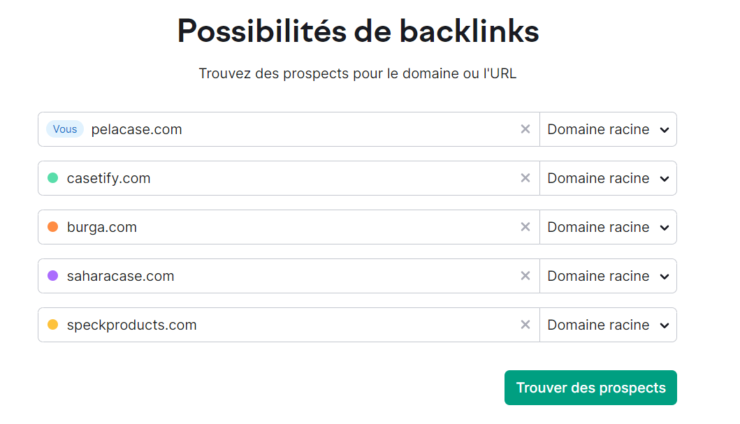 Possibilités de backlinks, paramétrage