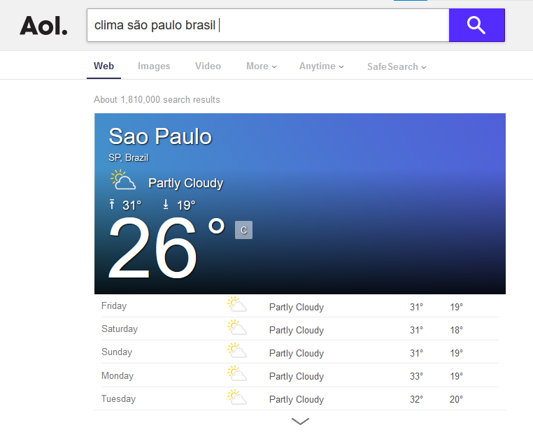 previsão do tempo no aol