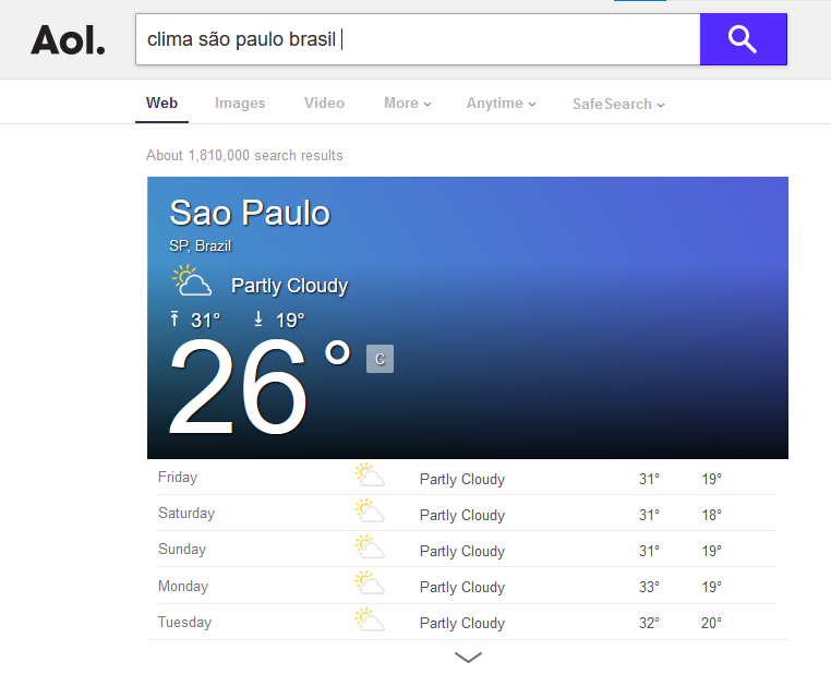 Os 10 principais motores de busca 25 previsão do tempo no aol