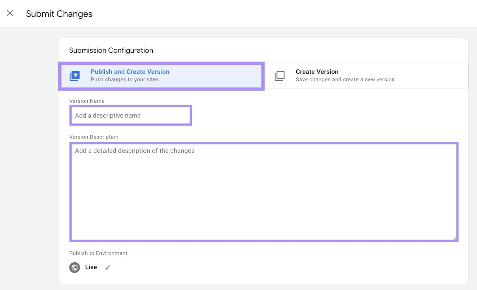 “Submit Changes” window