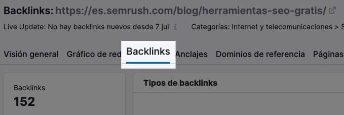 Analizar backlinks en Semrush