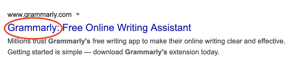 Example of brand name in home page title tag